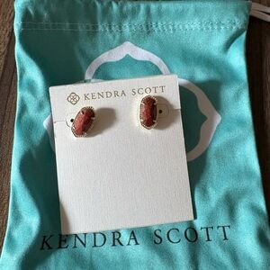 Kendra Scott Gold and Burnt Orange Oval Stud Earrings